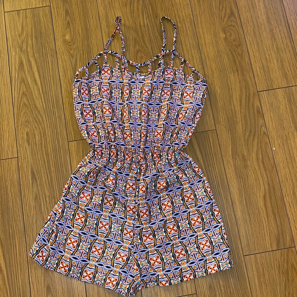 Orange and blue romper